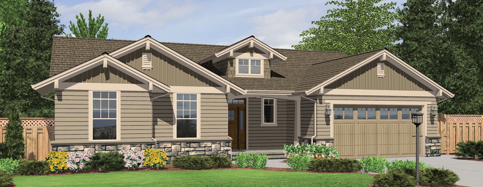 The Avondale Craftsmanstyle Ranch House Plan with Stone Accents