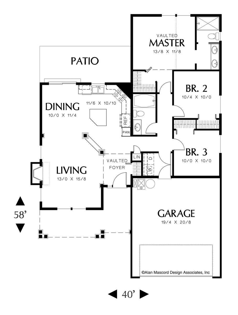 Craftsman House Plan 1111A The Woodbine: 1251 Sqft, 3 Beds, 2 Baths