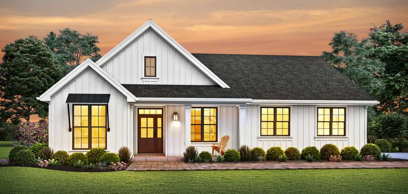 Single Story Small Modern Farmhouse Plans 3 1146k front