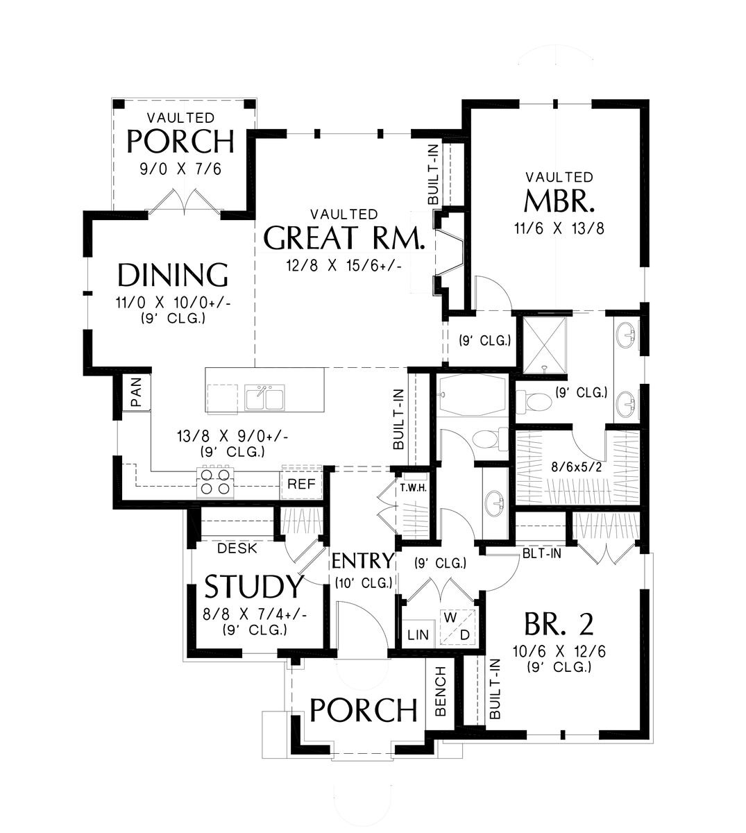 Cottage House Plan 1180 The Winterfell: 1297 Sqft, 2 Beds, 2 Baths