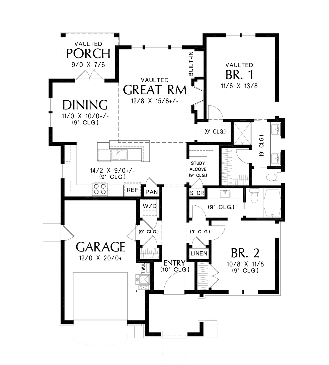 Cottage House Plan 1180A The Misty Meadows: 1285 Sqft, 2 Beds, 2 Baths