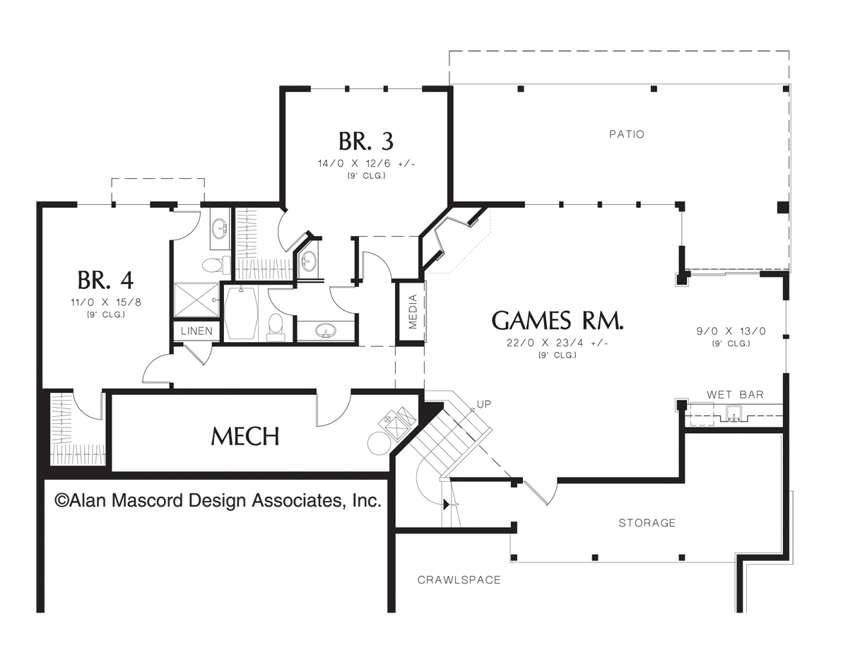 Prairie House Plan 1320A The Kendrick: 3682 Sqft, 4 Beds, 4 Baths