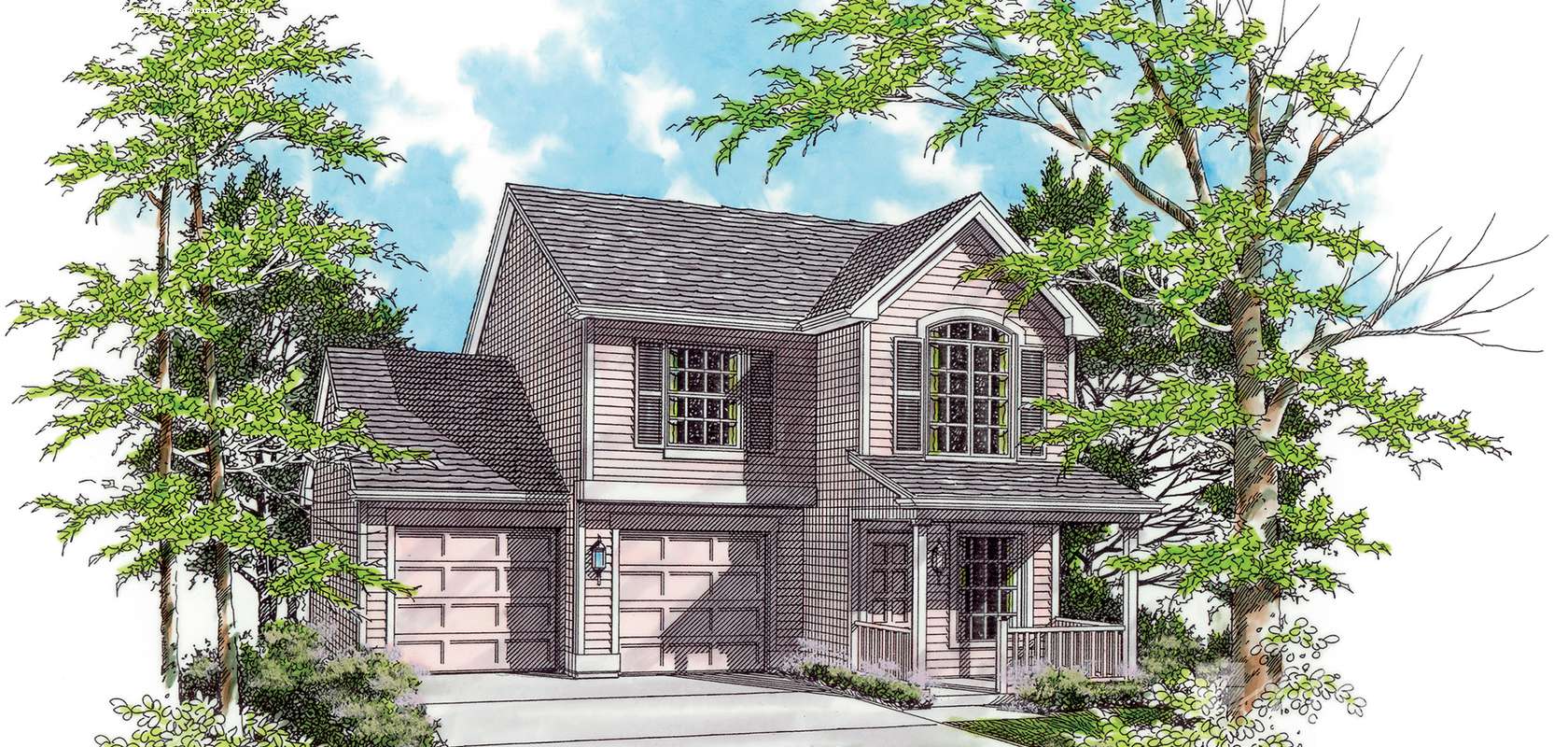 Mascord House Plan B2157-2 Car: The Dayton