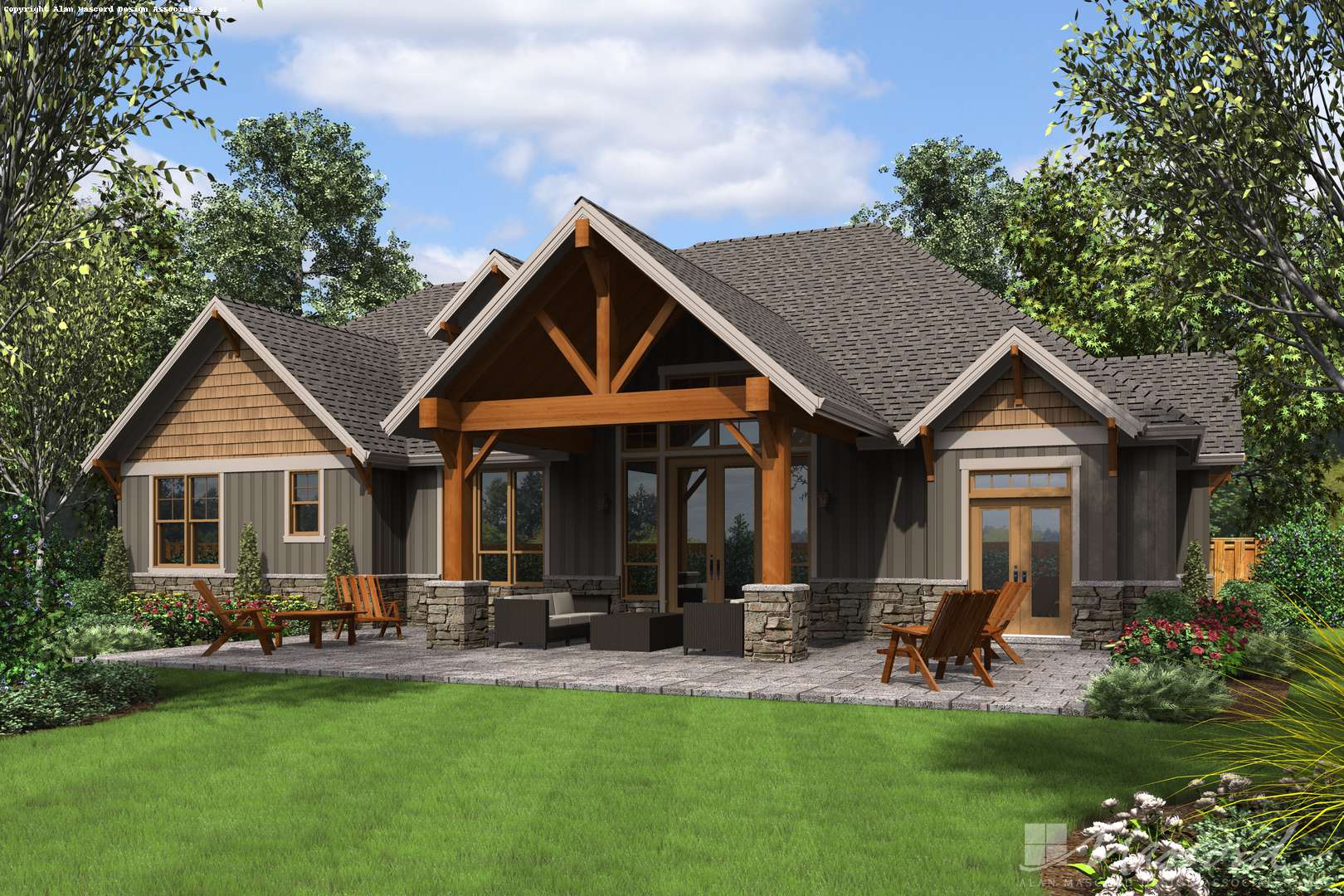 One Story Country Craftsman House Plans